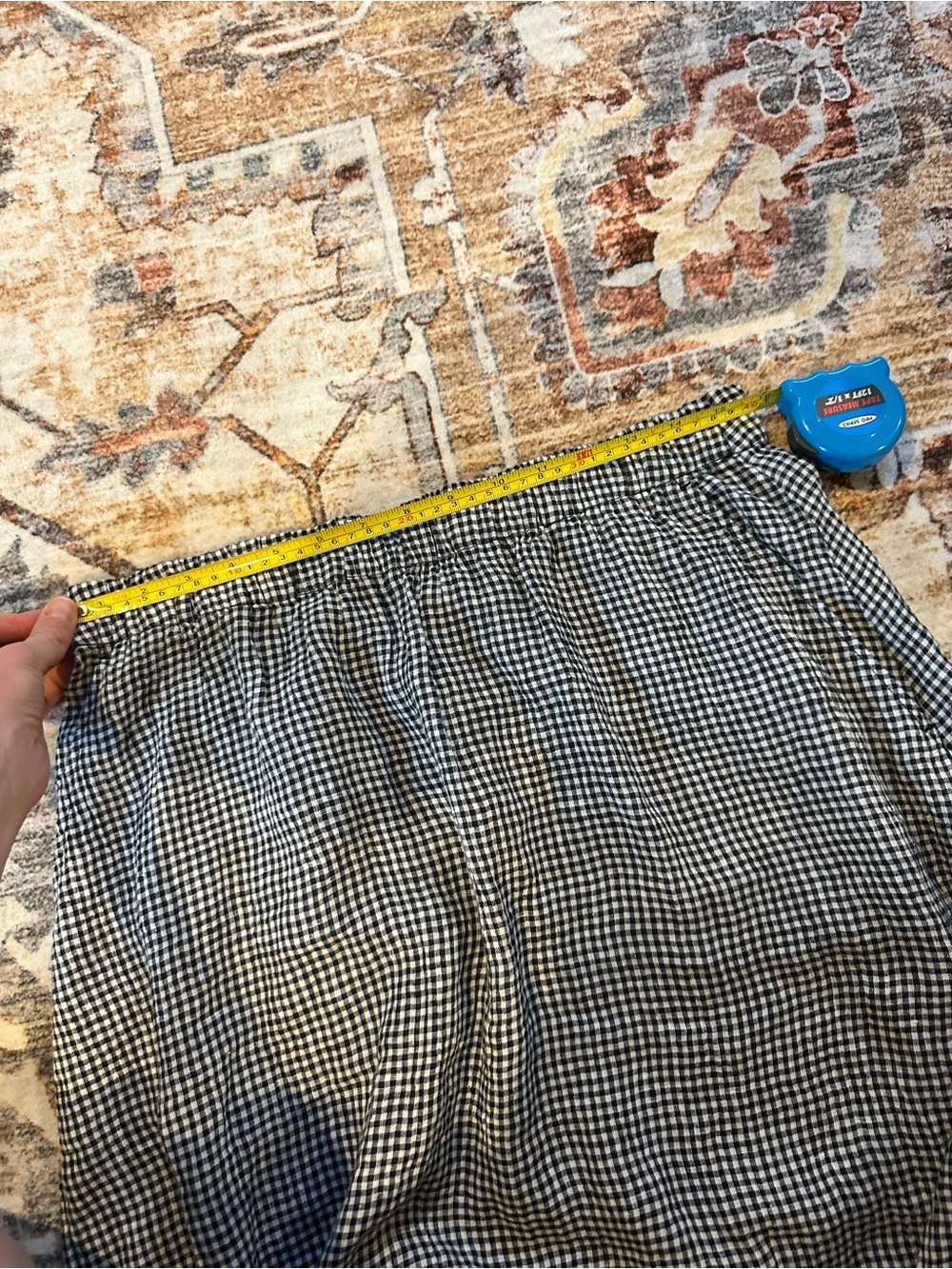 Eileen Fisher Puckered Organic Linen Gingham Skirt Small - Picture 2 of 7